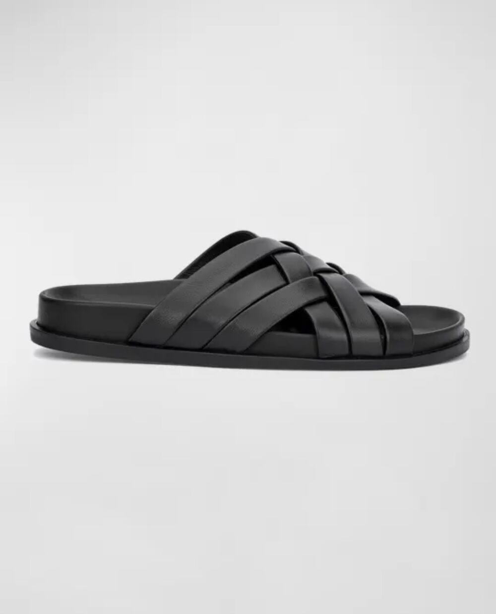 NEW Aquatalia Iselda Woven Leather Slide Sandals Women's Black Size 8